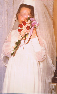 Robe de mariée, vintage, blanche, chiffon et dentelle guipure