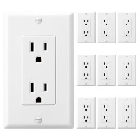 Electrical Wall Outlet  White (10 Pack) 15 Amp