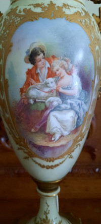 ANTIQUE 19TH CENTURY FRENCH HAND PAINTED PORCELAIN LAMP $395FIRM