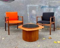 Walnut not Teak Mid Century Modern Designer Accent Chairs 