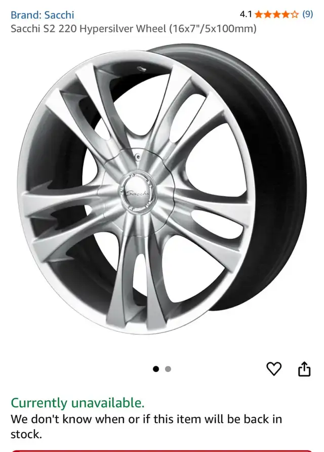 Sacchi Hypersilver Rims Set Of 4 16x7 in Tires & Rims in Hamilton - Image 2