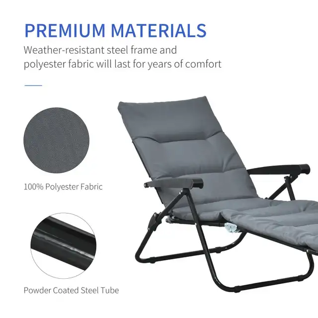Foldable Lounge Chair, Reclining Patio Sun Lounger with 6-Positi in Patio & Garden Furniture in Markham / York Region - Image 5