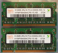 Mémoire Hynix SDRAM DDR2-667 1GB (2x512 MB) SODIMM Laptop
