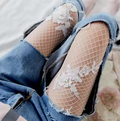 Stylish Fishnet Tights and Sparkly Socks, View more