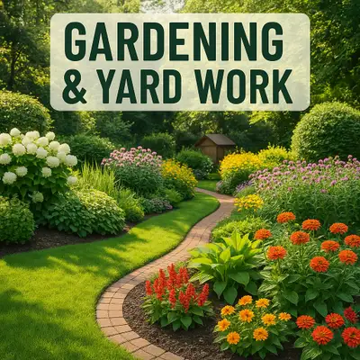 Man available for gardening, yard work, lawn care, View more