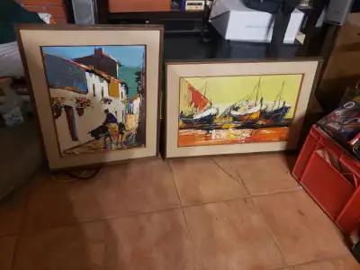 2 Vintage Pepin Oil Painting 3 ship, View more