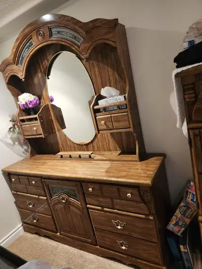 Antique Vanity/Dresser with a Mirror, View more