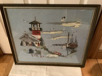 Beautiful Embroidery of a Lighthouse on the Atlantic Coast