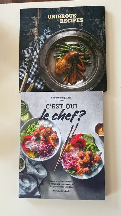 Livres de cuisine Unibroue et Le Porc du Québec10$ chaque , View more