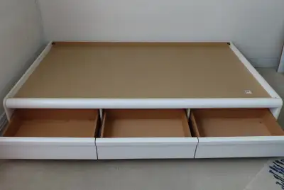 Twin sized white mates bed, View more