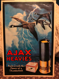 Vintage Hunting Ajax Heavies Ammo Tin Advertising Sign
