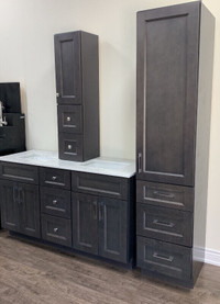 New color GREY solid wood vanity 24"-72" matching Linen cabinet