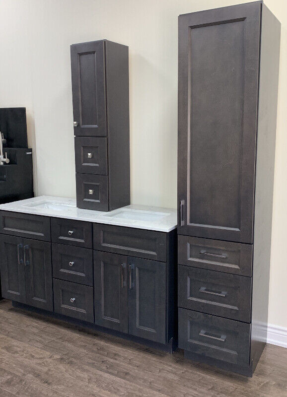 New color GREY solid wood vanity 24"-72" matching Linen cabinet in Other in City of Toronto