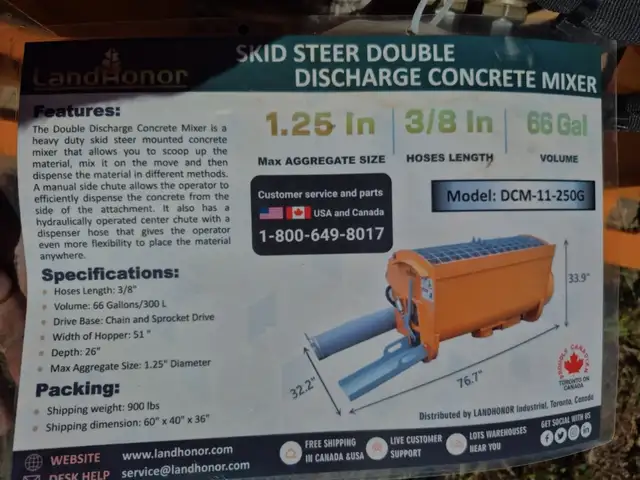 LandHonor Cement / Concrete Mixer for Skid Steer in Other in Edmonton - Image 8