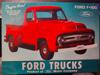 FORD 1953 F-100 - RECTANGLE - DIE-CUT & EMBOSSED WALL MOUNT TIN