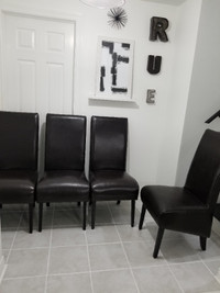 4 High Quality Brown Real Leather Chairs