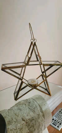 2 - Elegant Metal & Glass Star tea light holder