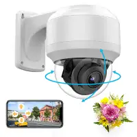 8MP PTZ PoE IP Camera, Outdoor 4K Dome Security Camera with Buil