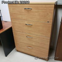 Maple 4 Drawer Lateral File Cabinet, Locking