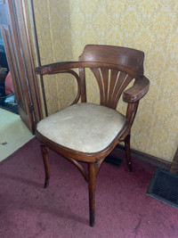 Vintage comfortable wooden solid arm chair