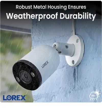 Lorex E893 4k Poe IP bullet camera with 2 way audio , mic, siren, bright LED's , color night vision,...