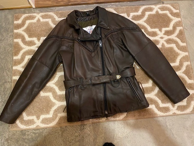 Manteau et chaps en cuir brun pour femme pour moto, View more