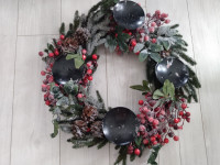 Christmas table candles holder wreath