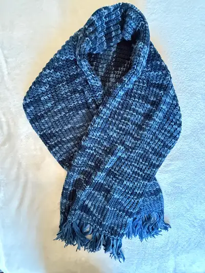 Handmade Blue Knit Scarf, View more