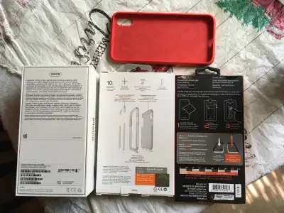 iPhone XS Max empty box screen protector and case no phone, View more