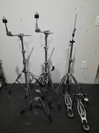 All in excellent condition. Medium-weight. • 2x boom stand - $60 each • Hi-hat stand - $60 • Snare s...