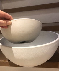 White garden pots, different sizes from Home Depot 
