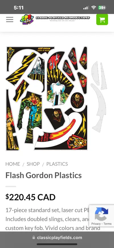 Bally Flash Gordon pinball machine plastics set new, View more