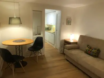 3 1/2 quartier Montcalm face aux Plaines, entièrement meublé, chauffé, éclairé, eau chaude, demi sou...