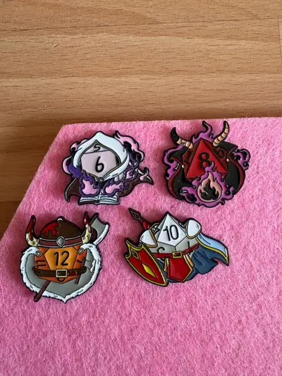 Dungeons Dice Enamel Pins $5 each firm, View more