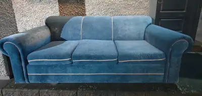 Blue velvet 3 seater sofa , View more