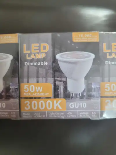 GU10 LED Lamp, dimmable 50w, 3000K, 630 lumens, pack of 10. , View more