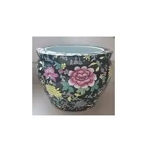 Porcelain Chinese Fish Bowl / Planter with Lotus Flowers in Arts & Collectibles in Oshawa / Durham Region - Image 2