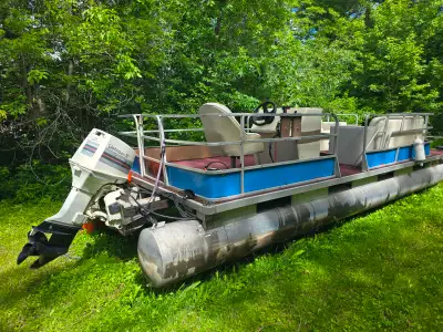 24 ft Pontoon for sale. Heavy duty trailer that splits. 70 hp Johnson recently purchased from Nic's...