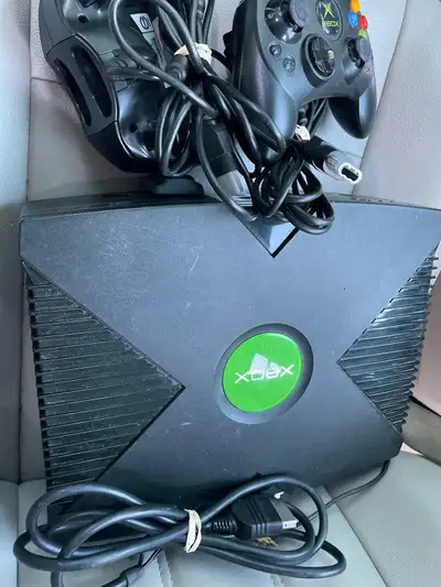 Original Xbox with two controllers , View more