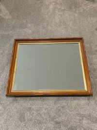 Antique Wood Framed Glass Wall Mirror