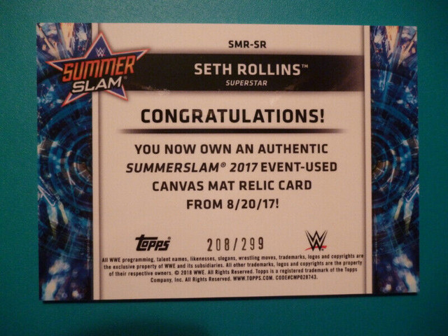 WWE Relic Topps Cards - Seth Rollins Balor Ziggler Elias Swann in Arts & Collectibles in Peterborough - Image 2