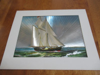 FS:  Vintage Art Print  Sailing Boat On The Sea