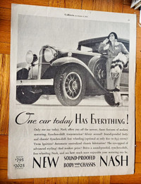 RARE ORIG 1931 NASH CAR CLASSIC AD - AFFICHE AUTO ANTIQUE