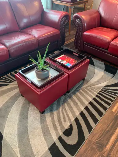 One 3 seat leather couch, and one two seat leather couch with matching leather end tables....excelle...