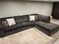 Two piece sectional couch with sofa bed