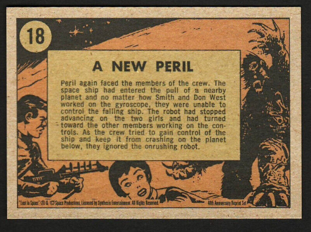 LOST IN SPACE RITTENHOUSE REPRINT CHASE CARD 18 A NEW PERIL in Arts & Collectibles in Oakville / Halton Region - Image 2