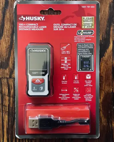Husky 100-foot Mini Rechargeable Lithium Laser Measure, View more