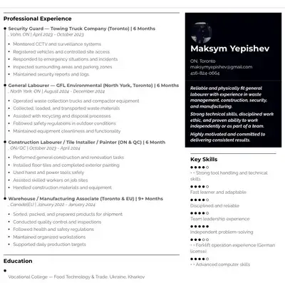 Looking for Full-time Job (Not Hiring), View more