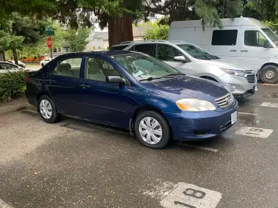 2004 corolla BC clean car good on gas receipt for recent maintenance: - oil change - brakes - calipe...