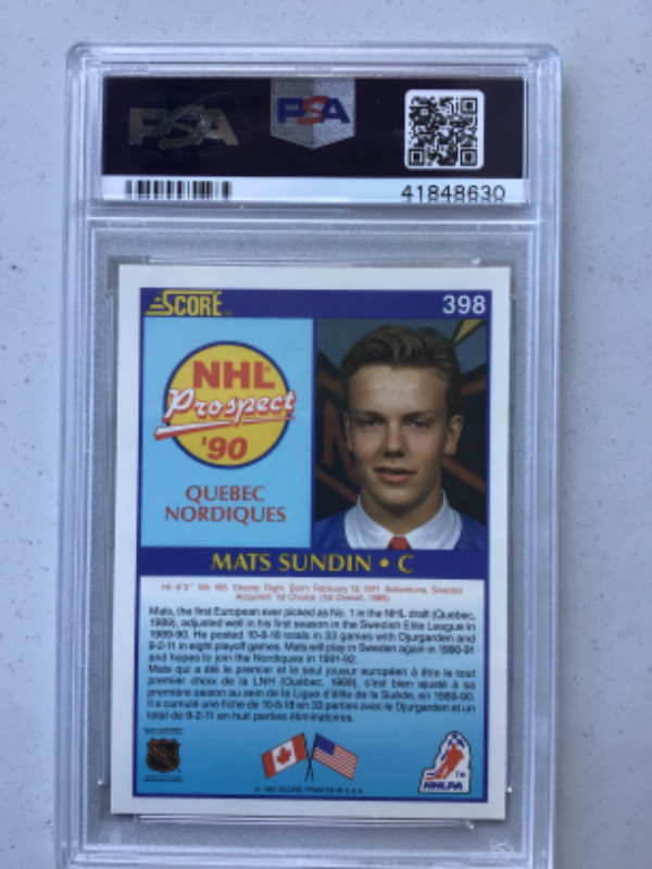 MATS SUNDIN ... 1990-91 Score ROOKIE - UNGRADED + PSA 7, 9 ($50) in Arts & Collectibles in City of Halifax - Image 4